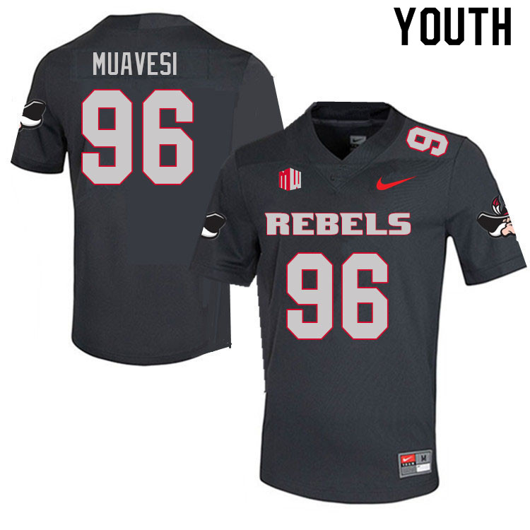 Youth #96 Waisale Muavesi UNLV Rebels College Football Jerseys Sale-Charcoal - Click Image to Close